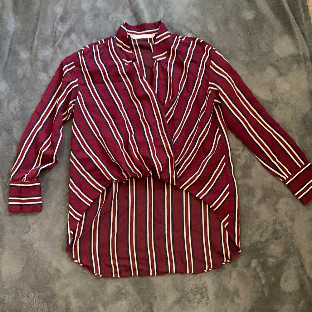 High-low striped top